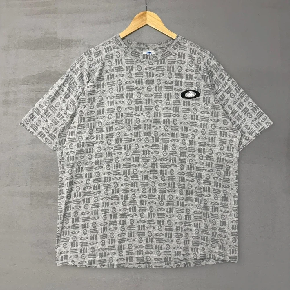 Vintage Adidas Y2K AOP Grey Men's Tee Shirt XL